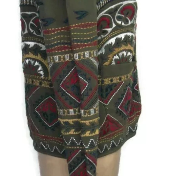 Johnny Was JW Los Angeles Womens Embroidered Cardigan Jacket Cotton Small Green - Picture 4 of 10